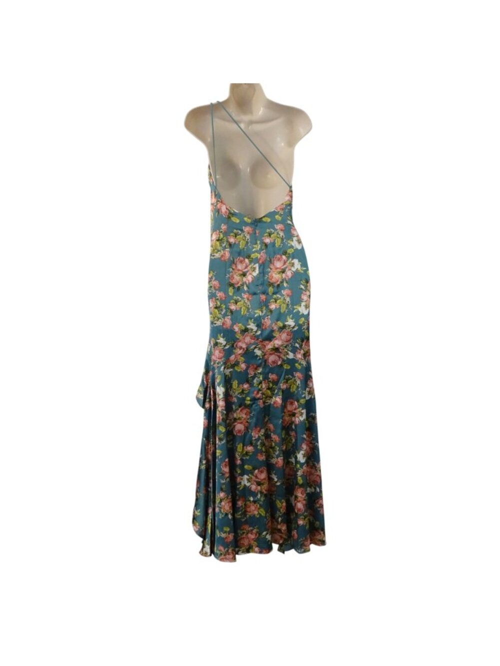HELLO MOLLY Style Statement Era One Shoulder Satin Maxi Dress Green Size S 4 NEW - Picture 6 of 16